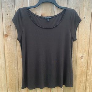 EILEEN FISHER | Brown Silk Cap Short Sleeve Top (4/$20)